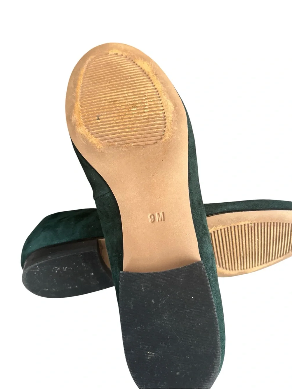Women’s Green Suede Ballet Flats with Gold Hardware Talbots